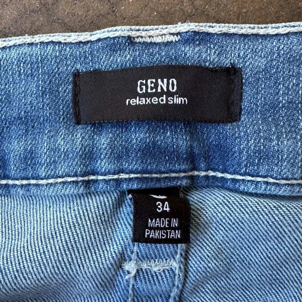True Religion Geno Jeans Mens 34 Blue Excellent Relaxed Slim Horseshoe Stitch